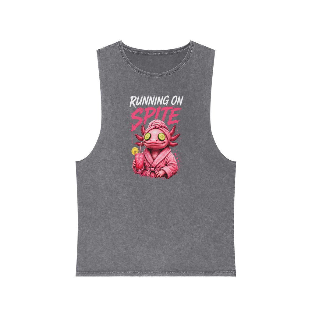 Running on Spite — Front Print Stonewash Tank — Ash Stone — printed front