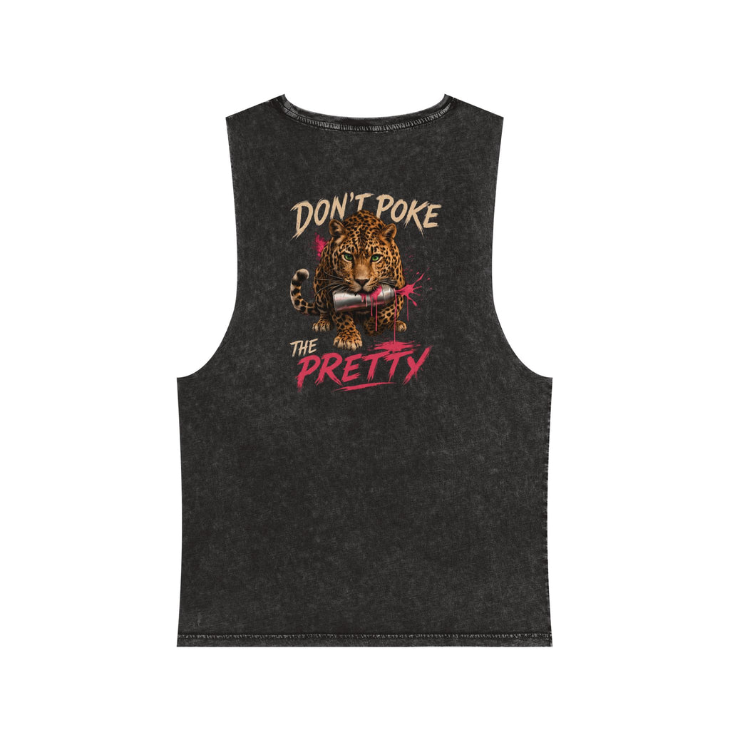 Don't Poke the Pretty — Back Print Stonewash Tank — Black Stone — printed back