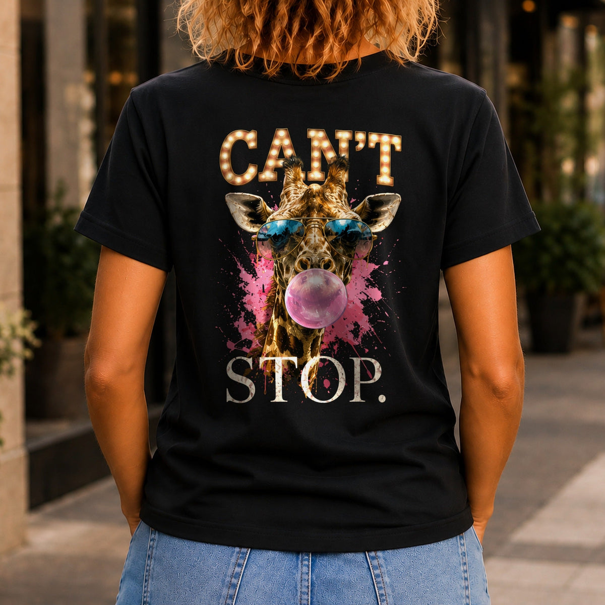 Can't Stop graphic printed on the back of a black KRED Threads premium tee