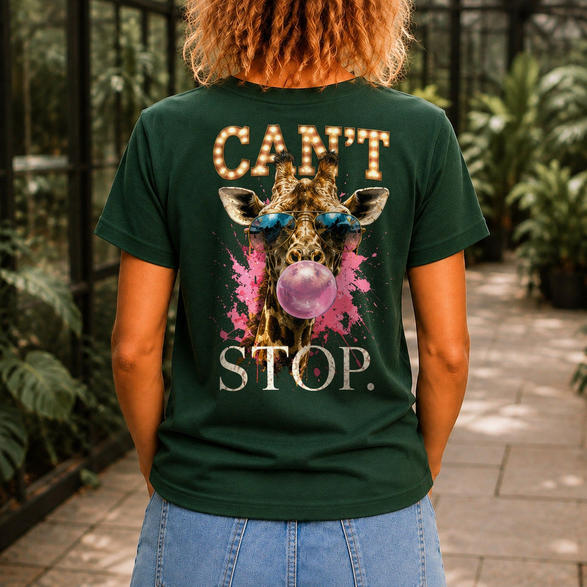 Can't Stop graphic printed on the back of a forest green KRED Threads premium tee