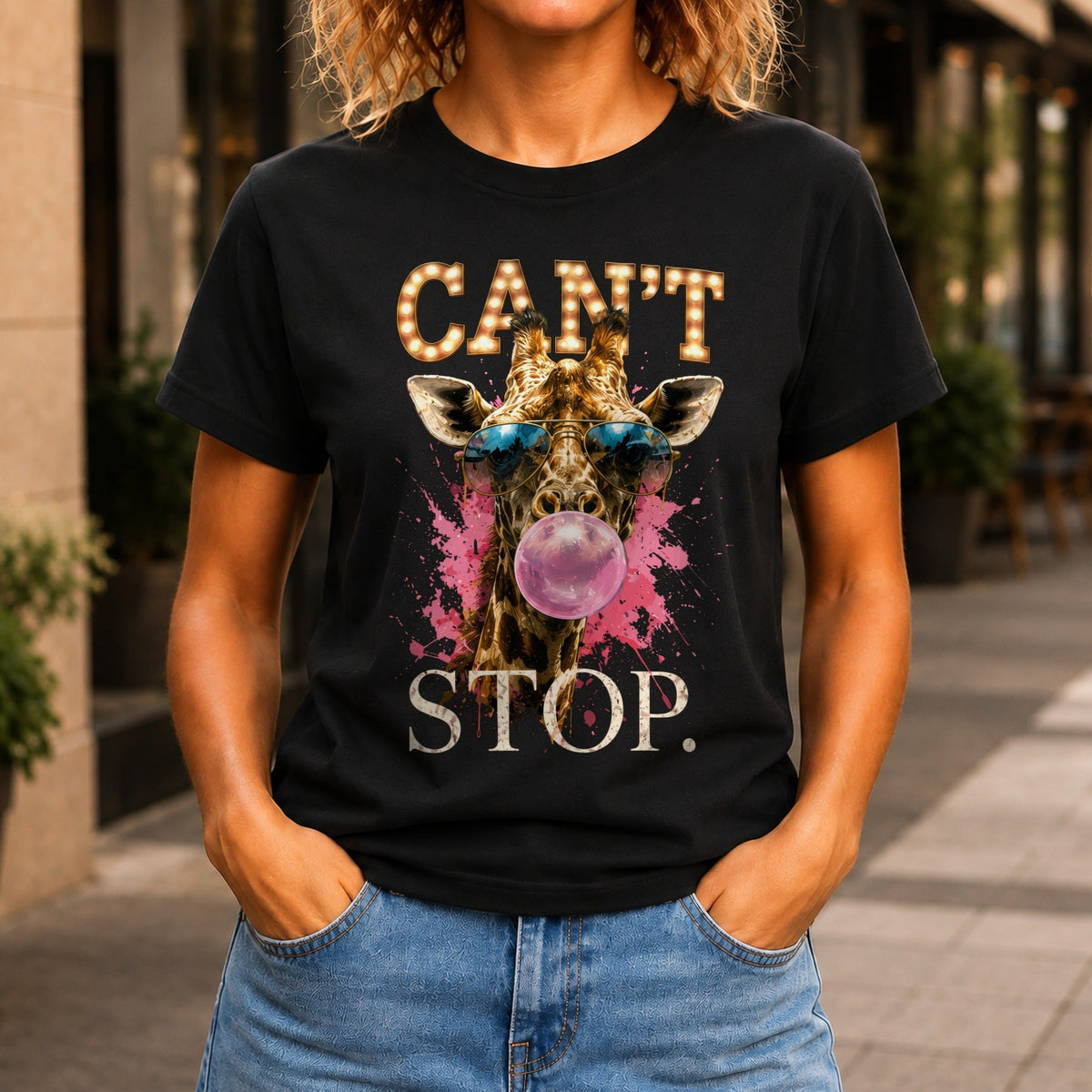 Can't Stop graphic printed on the front of a black KRED Threads premium tee