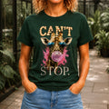 Can't Stop graphic printed on the front of a forest green KRED Threads premium tee