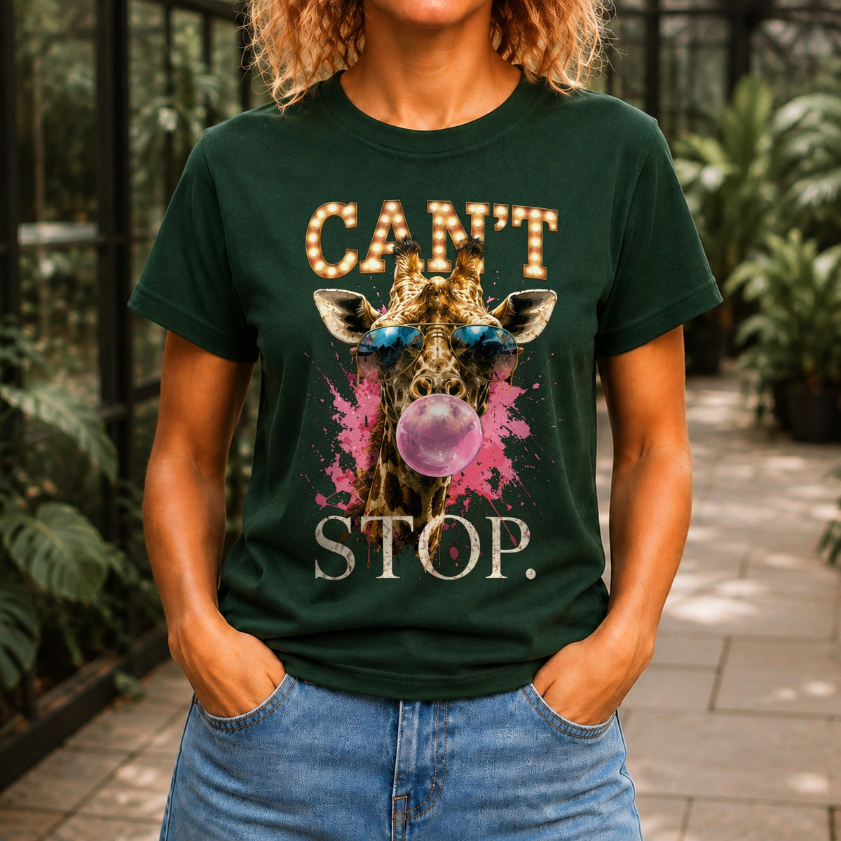 Can't Stop graphic printed on the front of a forest green KRED Threads premium tee