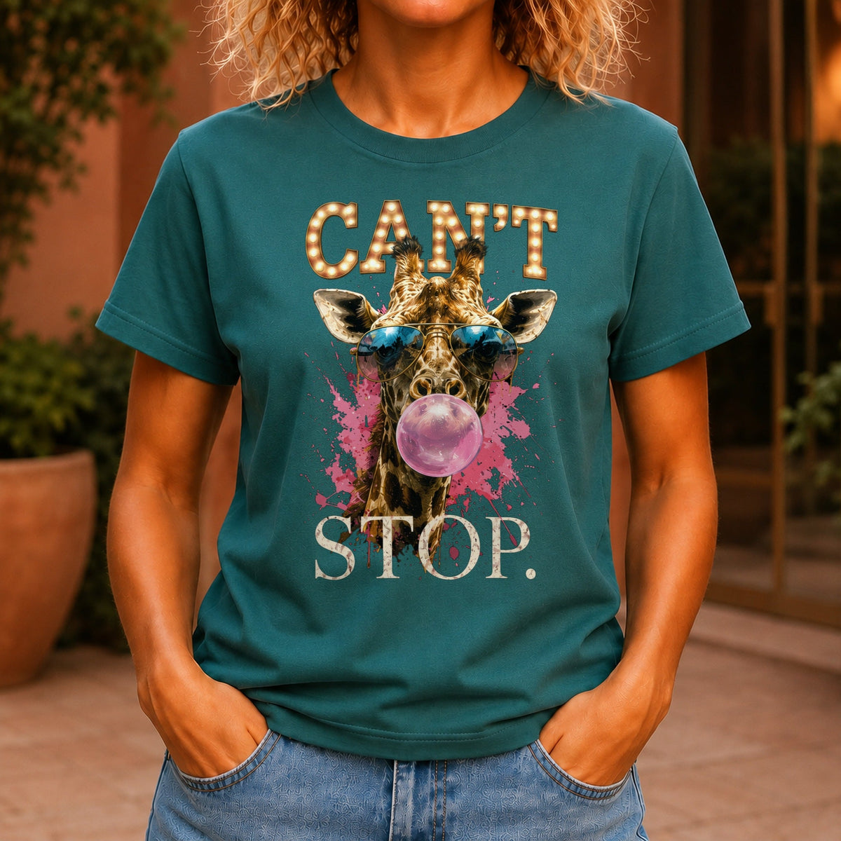 Can't Stop graphic printed on the front of a jade KRED Threads premium tee