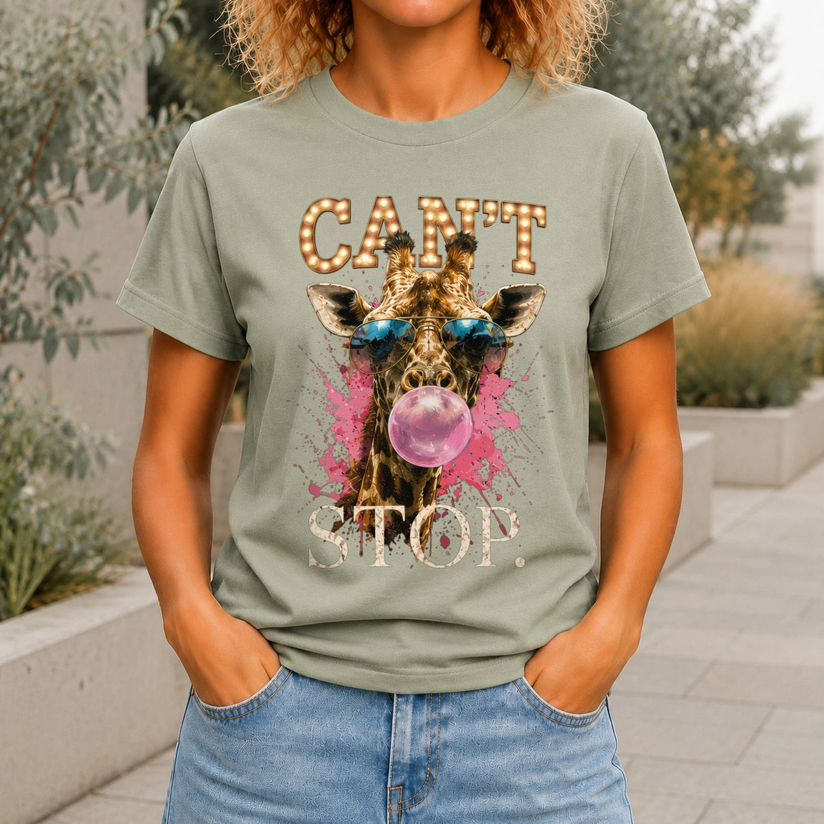 Can't Stop graphic printed on the front of a sage KRED Threads premium tee