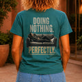 Doing Nothing Perfectly Women’s tee in Jade, back view