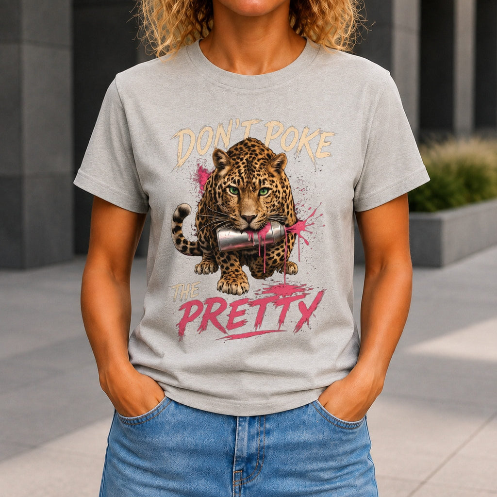 Don’t Poke the Pretty Women’s tee in Grey Marble, front view