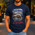 Every Bad Thing graphic printed on the front of a navy KRED Threads premium tee