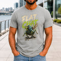 Flat Chat graphic printed on the front of an athletic heather KRED Threads premium tee