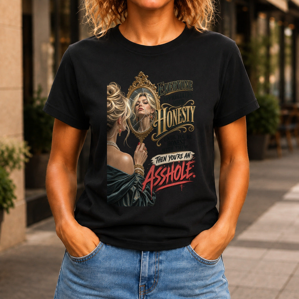 Everyone Appreciates Your Honesty graphic printed on the front of a black KRED Threads premium tee