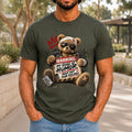 My Sense Of Humor Might Hurt Your Feelings graphic printed on the front of an army KRED Threads premium tee