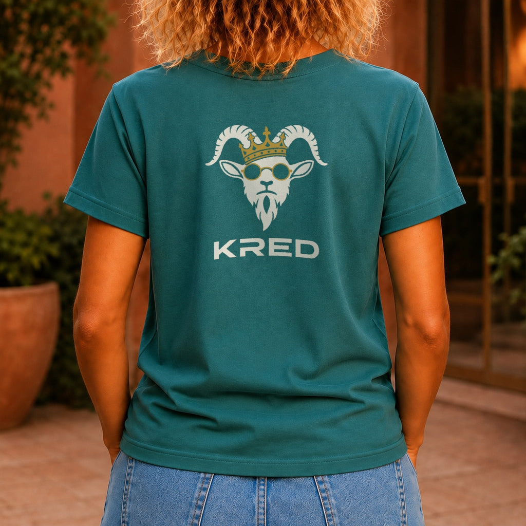 KRED Mascot Tee women's Jade - crowned goat back print