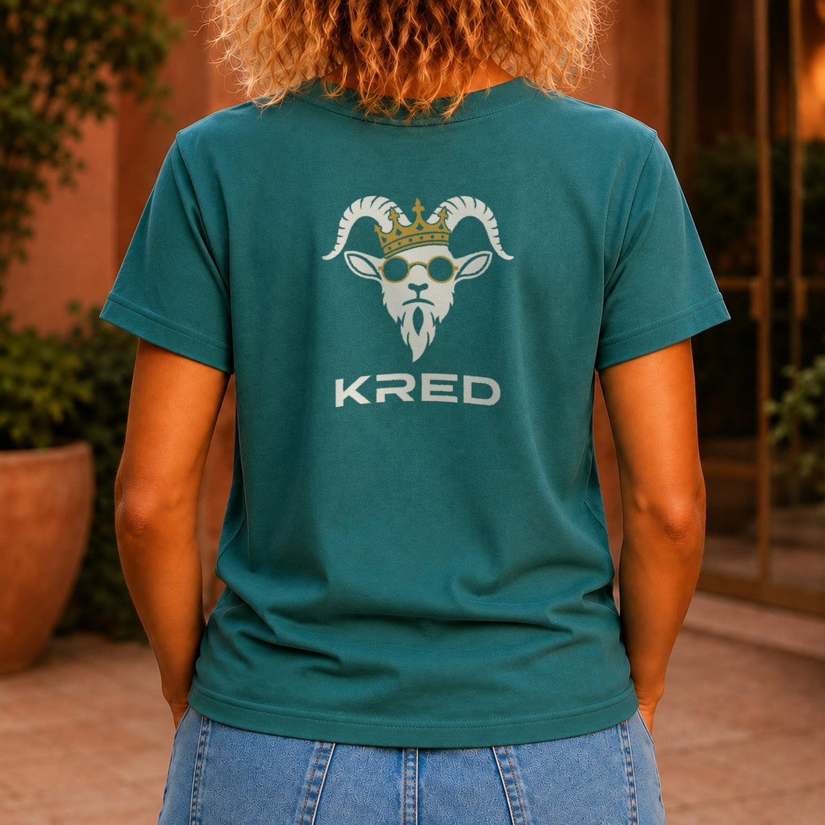 KRED Mascot Tee women's Jade - crowned goat back print