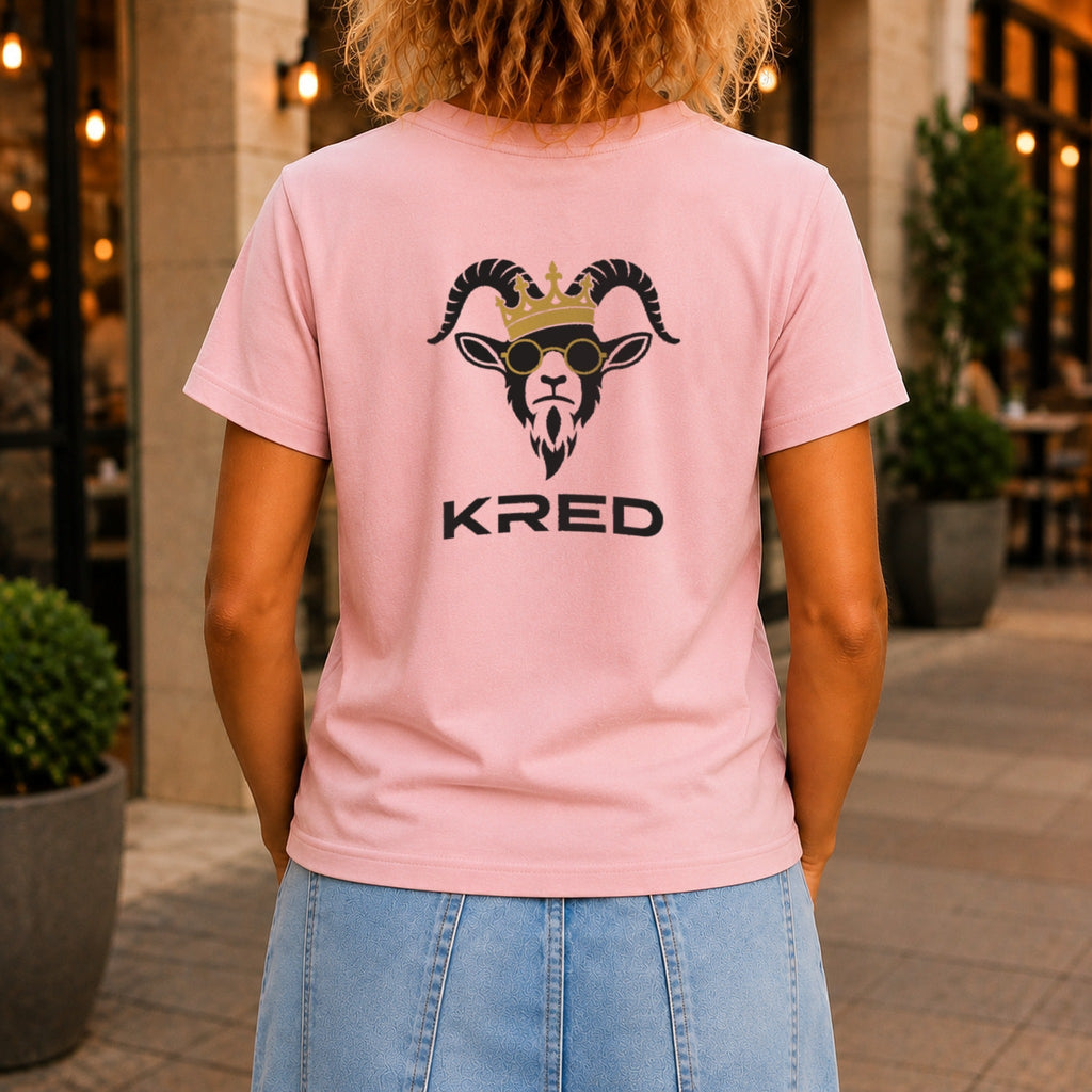 KRED Mascot Tee women's Pink - crowned goat back print