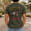 Mouth Operates Faster Than Brain graphic printed on the back of an army KRED Threads premium tee
