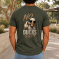 No Ducks Given Men’s tee in Army, back view