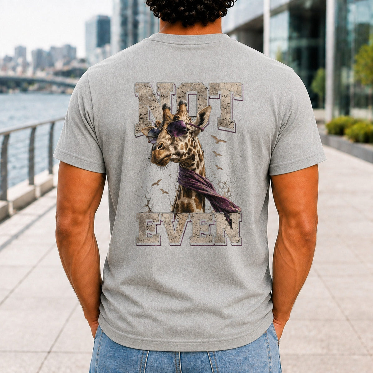 Not Even Men’s tee in Athletic Heather, back view