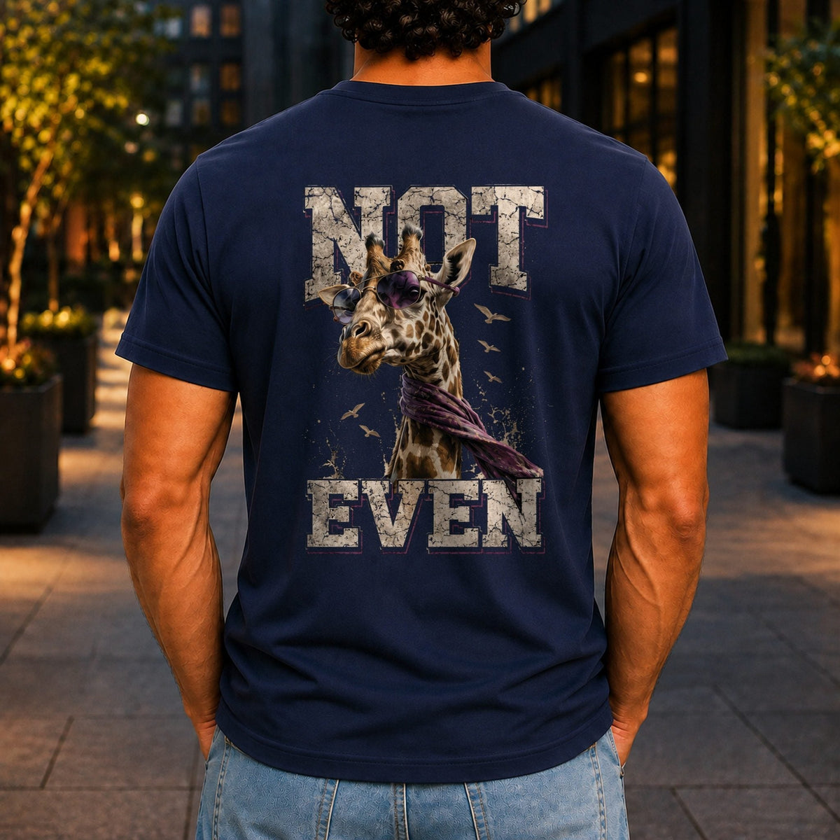 Not Even Men’s tee in Navy, back view