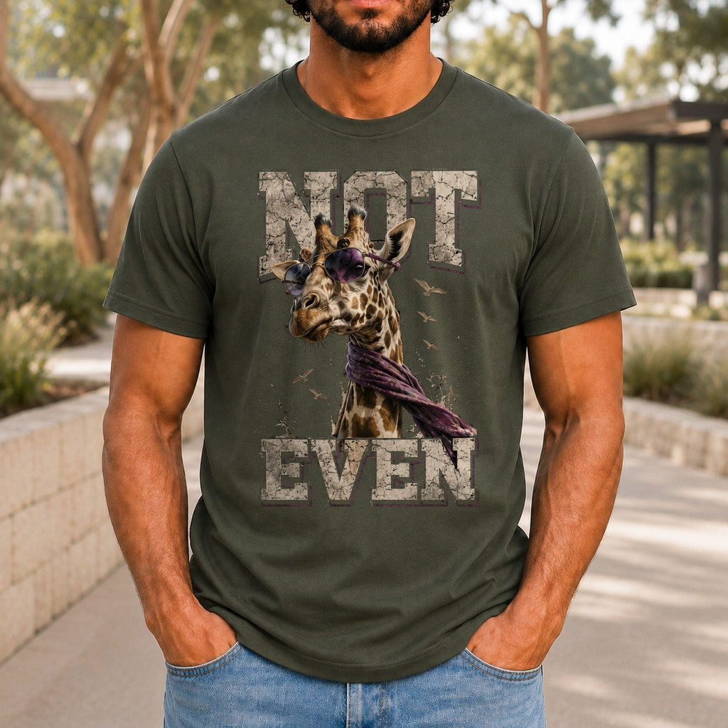 Not Even Men’s tee in Army, front view