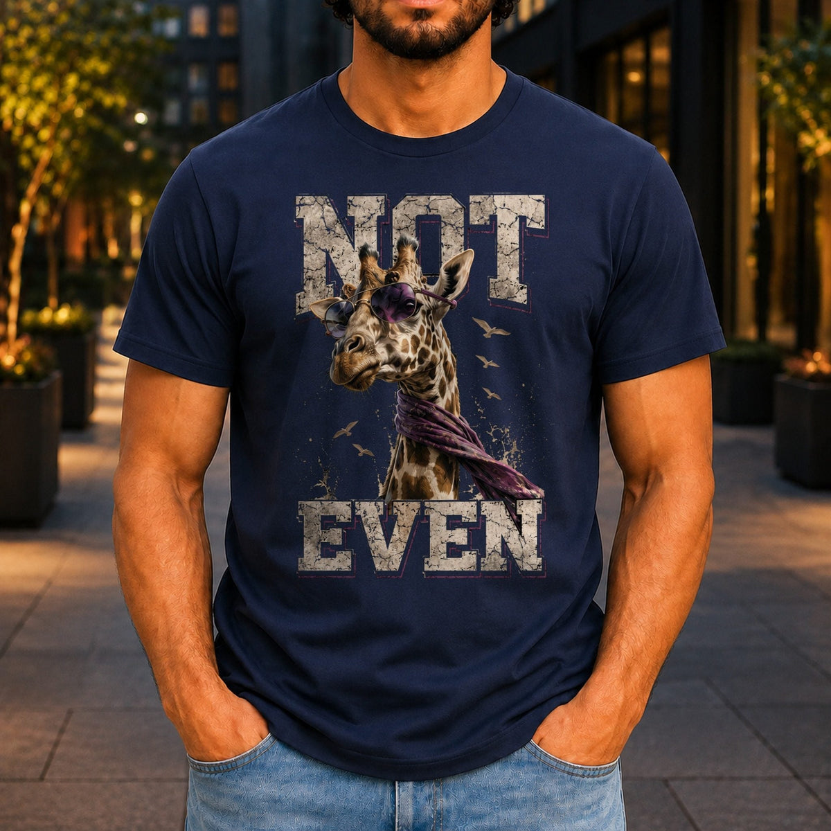 Not Even Men’s tee in Navy, front view