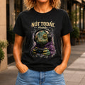 Not Today, Thanks graphic printed on the front of a black KRED Threads premium tee