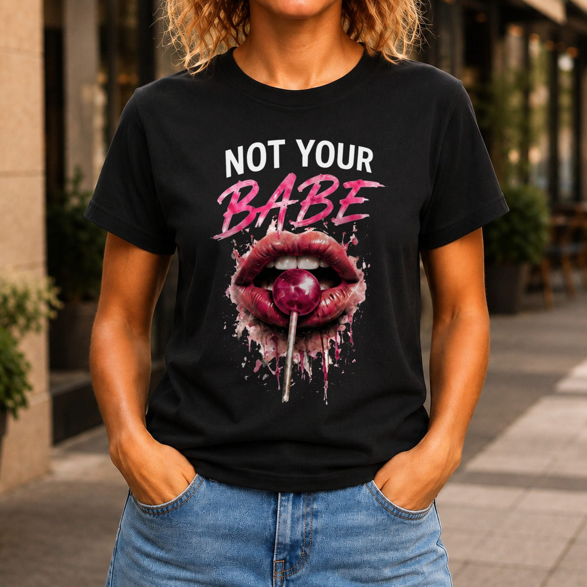 Not Your Babe Women’s tee in Black, front view