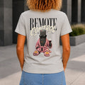 Remote Control graphic printed on the back of a grey marble KRED Threads premium tee