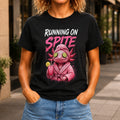 Running on Spite Women’s tee in Black, front view