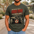 Why Do They Call It Rush Hour graphic printed on the front of an army KRED Threads premium tee