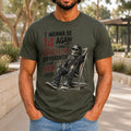 I Wanna Be 14 Again graphic printed on the front of an army KRED Threads premium tee