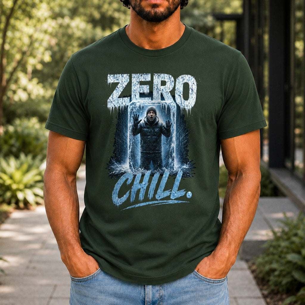 Zero Chill Men’s tee in Forest Green, front view
