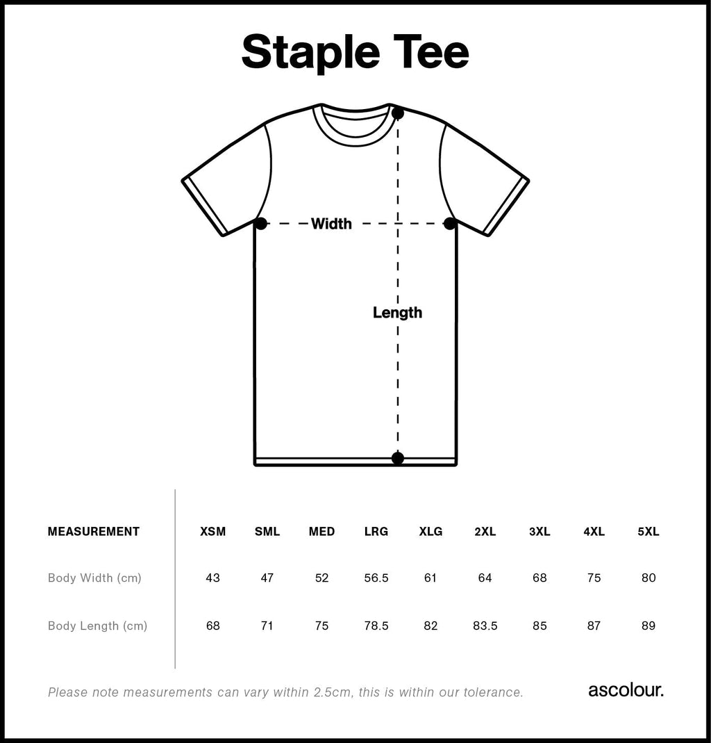 Premium graphic tee size guide