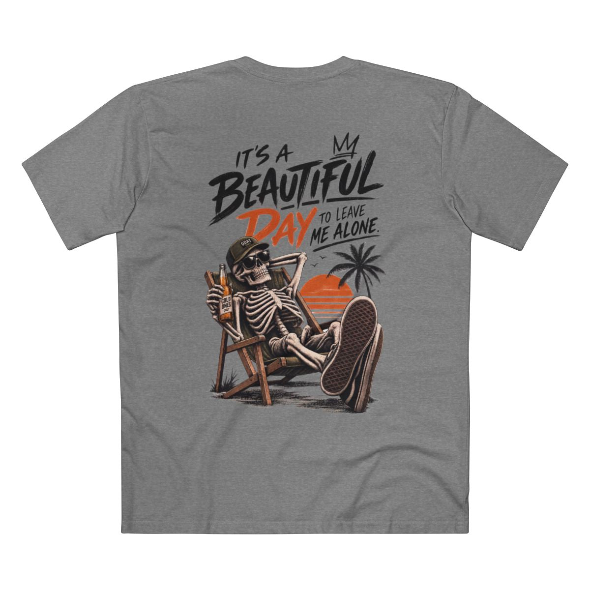 Supplier mockup: A Beautiful Day To Leave Me Alone, Athletic Heather tee, back print