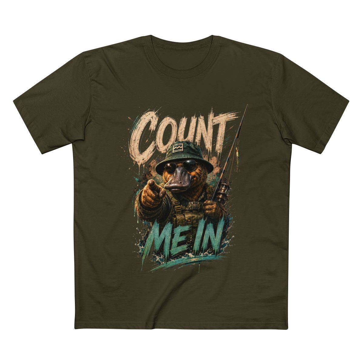 Supplier mockup: Count Me In, Army tee, front print