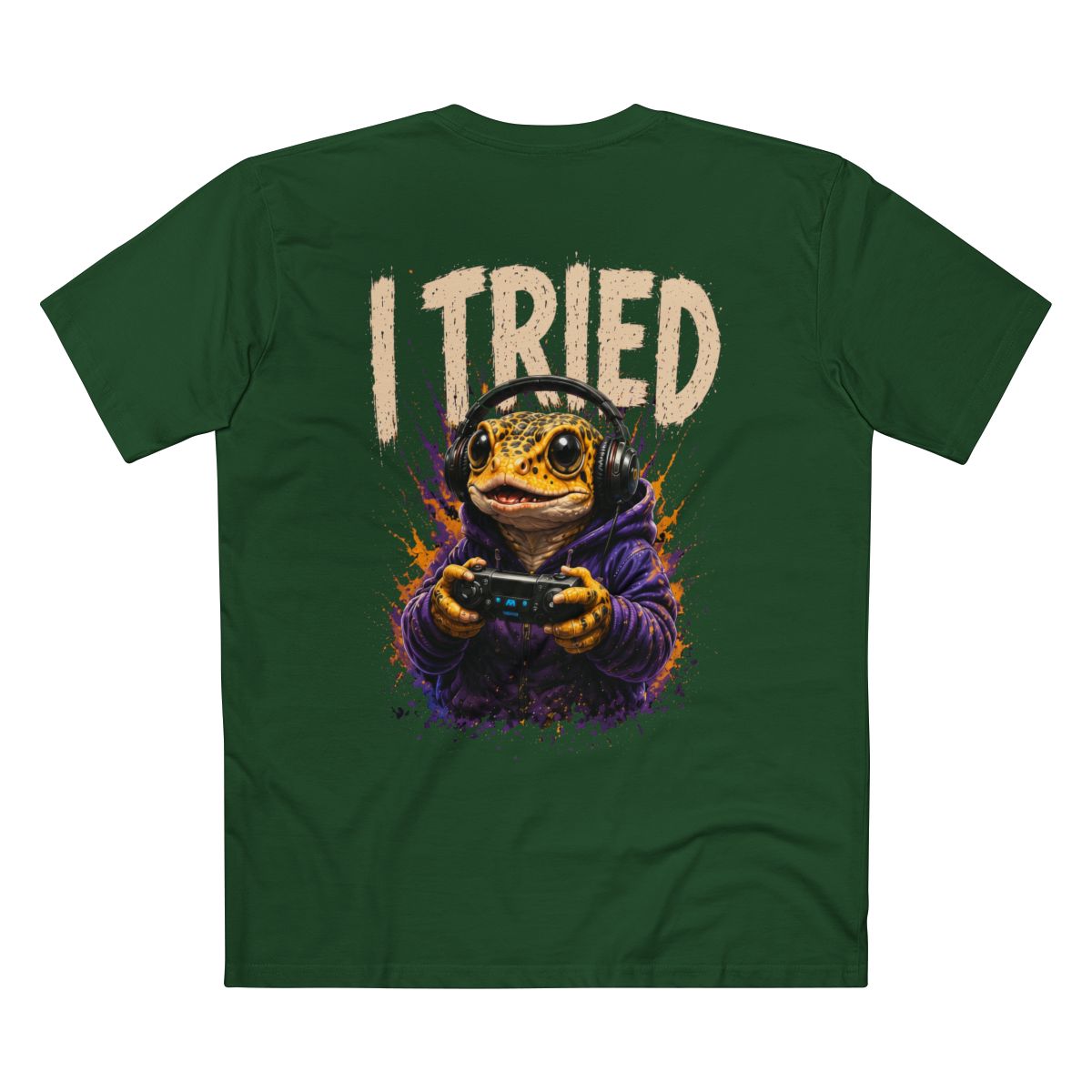Supplier mockup: I Tried, Forest Green tee, back print