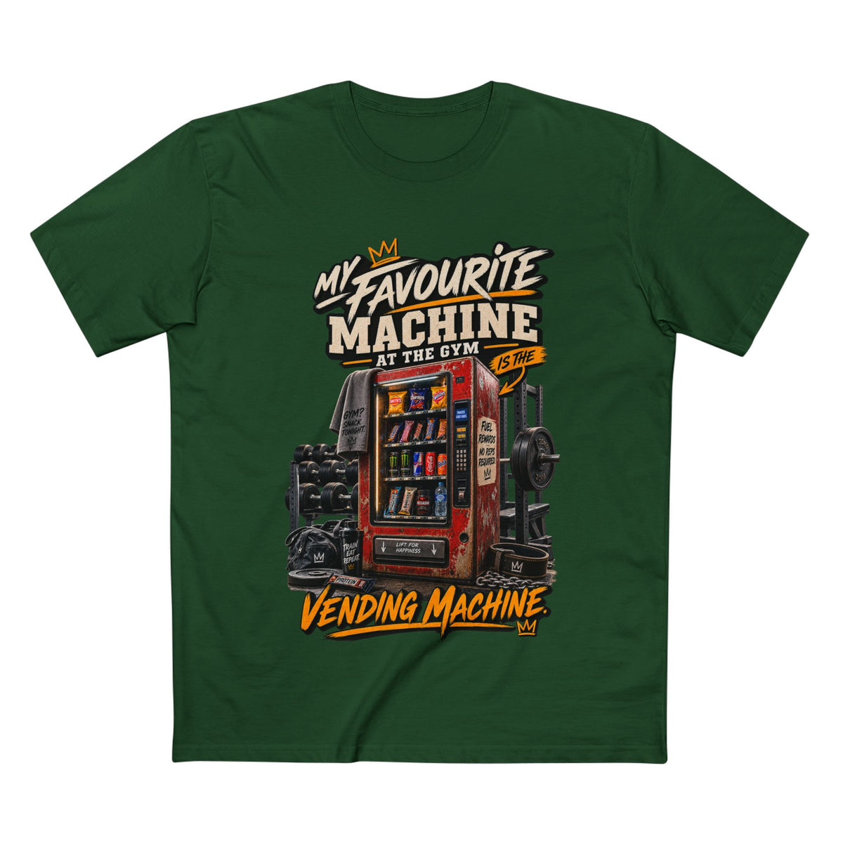 My Favourite Machine At The Gym — Men's Premium Graphic Tee supplier flat shirt in Forest Green, front print