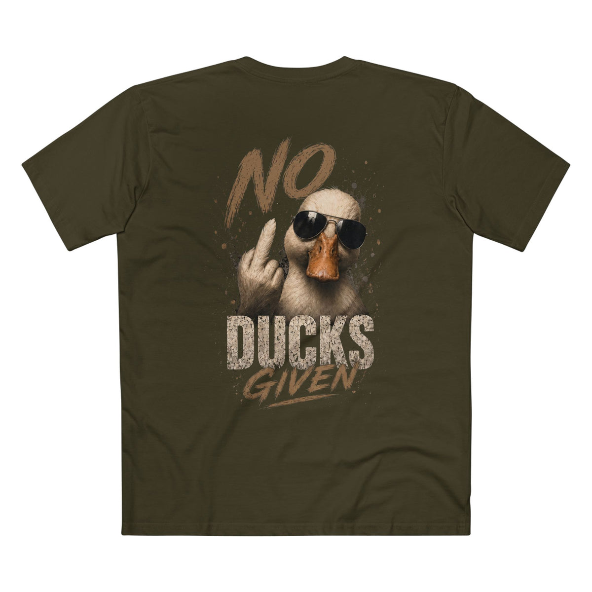 No Ducks Given — Men's Premium Graphic Tee supplier flat shirt in Army, back print