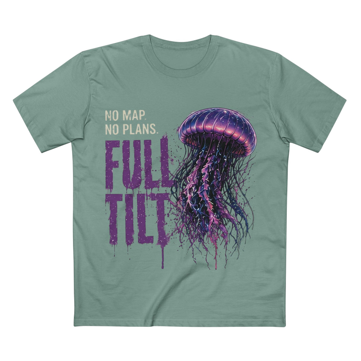No Map. No Plans. Full Tilt. — Women's Premium Graphic Tee supplier flat shirt in Sage, front print