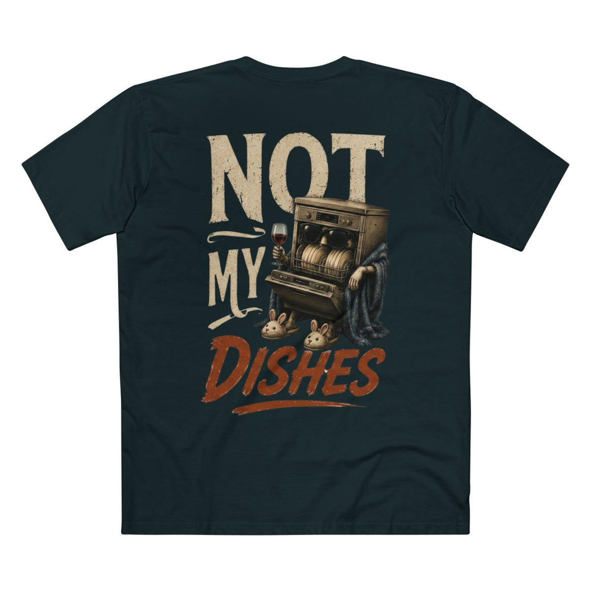 Not My Dishes — Women's Premium Graphic Tee supplier flat shirt in Jade, back print
