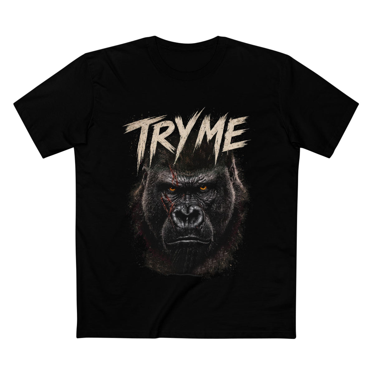 Try Me — Men's Premium Graphic Tee supplier flat shirt in Black, front print