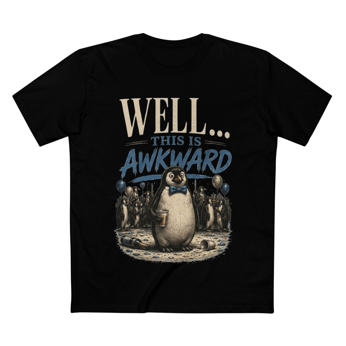 Well... This Is Awkward — Women's Premium Graphic Tee supplier flat shirt in Black, front print