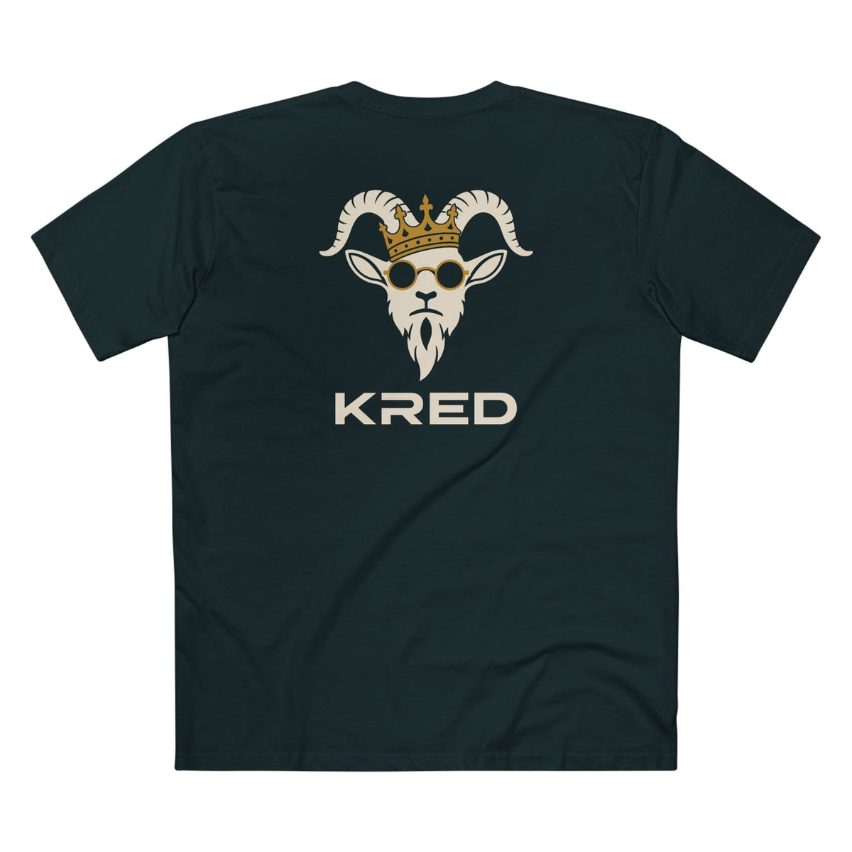 KRED mascot women's Jade printed back supplier mockup with large KRED wordmark