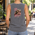 Low Social Battery — Ash Stone stonewash tank on model — back graphic; front plain.